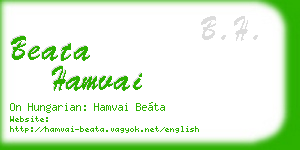 beata hamvai business card